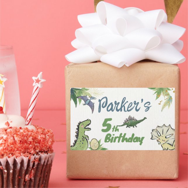 Dinosaur Themed Party Birthday Rectangular Sticker (Party)