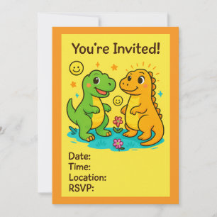 Dinosaur-themed party invitations