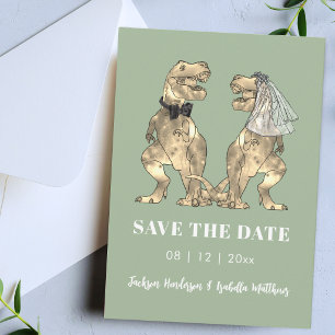 Dinosaur Themed Sage Green Wedding Save The Date