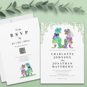 Dinosaur Themed Wedding QR Code Invitation