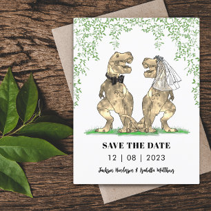 Dinosaur Themed Wedding Save the Date Postcard