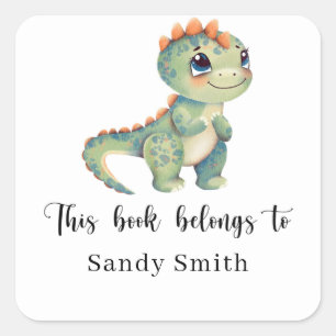 Dinosaur - this book belongs to square sticker