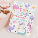 Dinosaur Three-A-Saurus 3rd Birthday Party Invitation<br><div class="desc">Dinosaur Three-A-Saurus 3rd Birthday Party Invitation 
All designs are © PIXEL PERFECTION PARTY LTD</div>