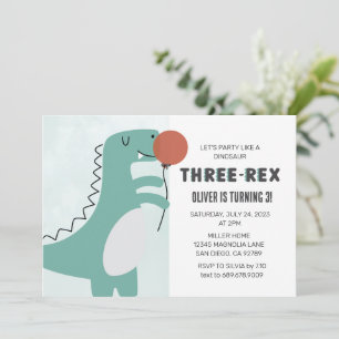 Dinosaur Three-Rex   3 Rex Birthday Invitation