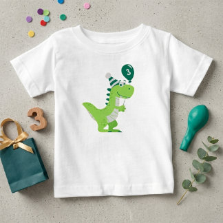 Dinosaur Three Rex 3rd Birthday Baby T-Shirt