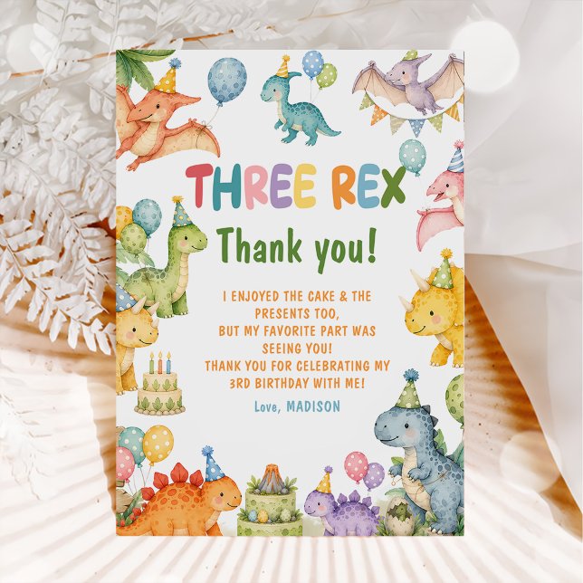 Dinosaur Three Rex 3rd Birthday Party  Invitation (Creator Uploaded)