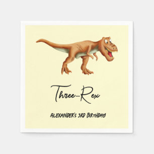 Dinosaur Three Rex Birthday Party Napkin