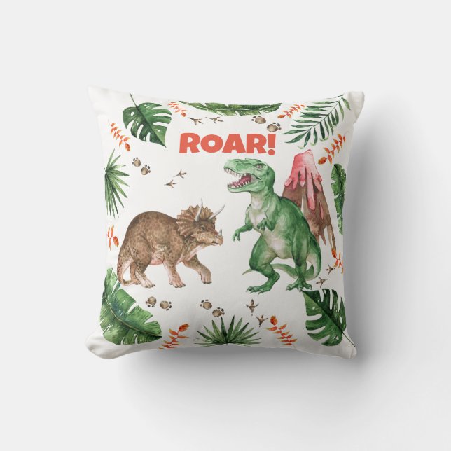 Dinosaur Throw Pillow Dino Theme Throw Pillow (Front)
