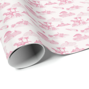 Dinosaur Toile (Pink) Wrapping Paper