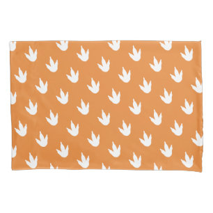 Dinosaur Tracks Orange & Green Pillowcase