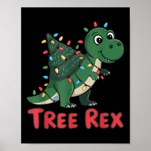 Dinosaur Tree Rex Christmas Men Boys Kids Toddler Poster