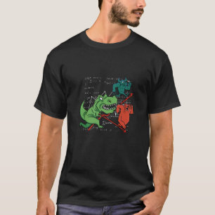 Dinosaur Trex Attack Bull And Bear Stock Market In T-Shirt