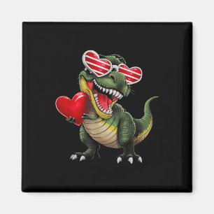 Dinosaur Trex Holding Heart Wearing Sungl Valentin Magnet