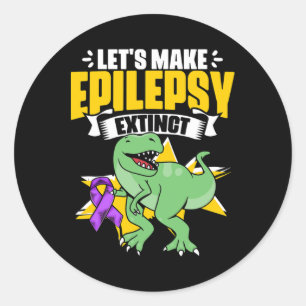 Dinosaur Trex Support Epilepsy Survivor Epilepsy A Classic Round Sticker