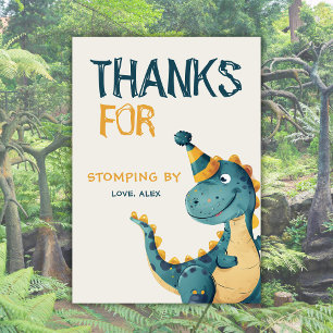 Dinosaur Trex Three Rex 3rd Birthday Party  Thank You Card