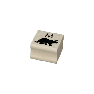Dinosaur Triceratop Dino Cute Kid Monogram Initial Rubber Stamp