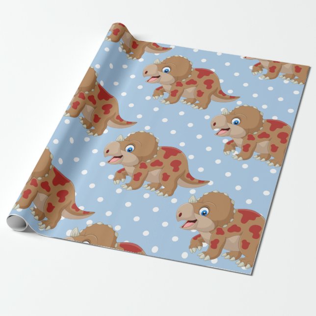 Dinosaur Triceratops Boy Wrapping Paper (Unrolled)