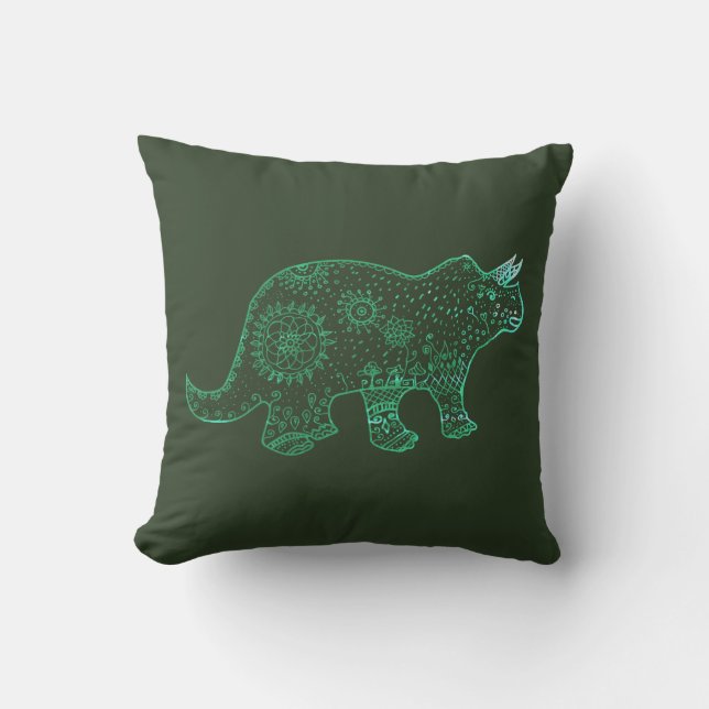 Dinosaur, Triceratops drawing  Cushion (Front)
