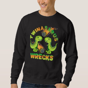 Dinosaur Twins Twinasaurus Wrecks Meteor T-Rex Bro Sweatshirt