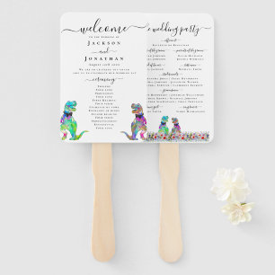Dinosaur Two Grooms Gay Wedding Ceremony Hand Fan