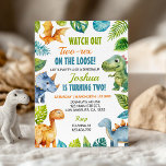 Dinosaur Two-Rex Birthday Invitation<br><div class="desc">Get ready for a prehistoric adventure with this fun and exciting dinosaur two-rex birthday invitation. Featuring adorable dinosaur illustrations and a playful design,  this invitation is perfect for any dino-loving child's birthday party. Customise with the party details and send out to your guests for a roaring good time.</div>