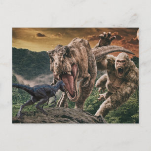 Dinosaur Tyrannosaurus Gorilla Velociraptor Postcard