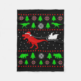 Dinosaur Ugly Christmas For Adults Kids Fleece Blanket