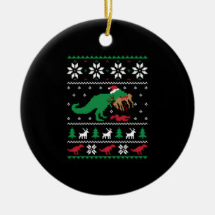 Dinosaur Ugly Christmas Funny Christmas Ceramic Ornament