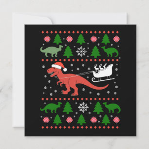 Dinosaur Ugly Christmas Sweater Dino T-rex  Holiday Card