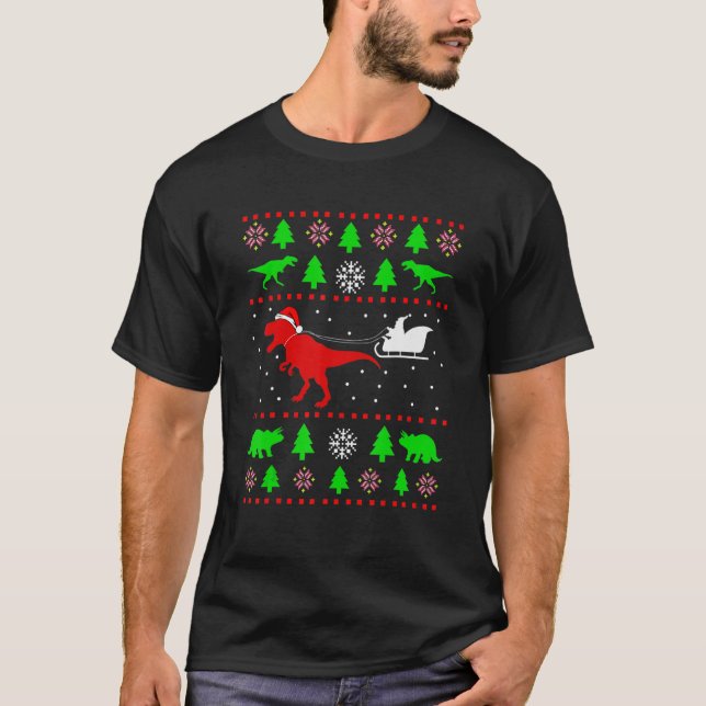 Dinosaur Ugly Christmas Sweater  for adults kids (Front)