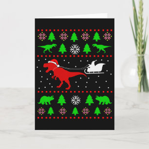 Dinosaur Ugly Christmas Sweater For Adults Kids  Card