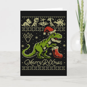 Dinosaur Ugly Christmas Sweater - Funny Christmas  Card