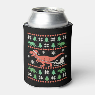 Dinosaur Ugly Christmas Sweater T Rex Xmas Holiday Can Cooler