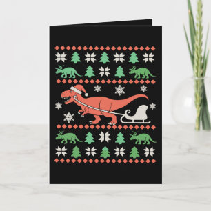 Dinosaur Ugly Christmas Sweater T Rex Xmas Holiday Card