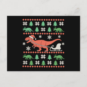 Dinosaur Ugly Christmas Sweater T Rex Xmas Holiday Postcard
