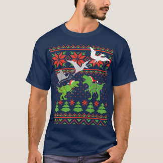 Dinosaur Ugly Christmas Sweater Tee for Kids