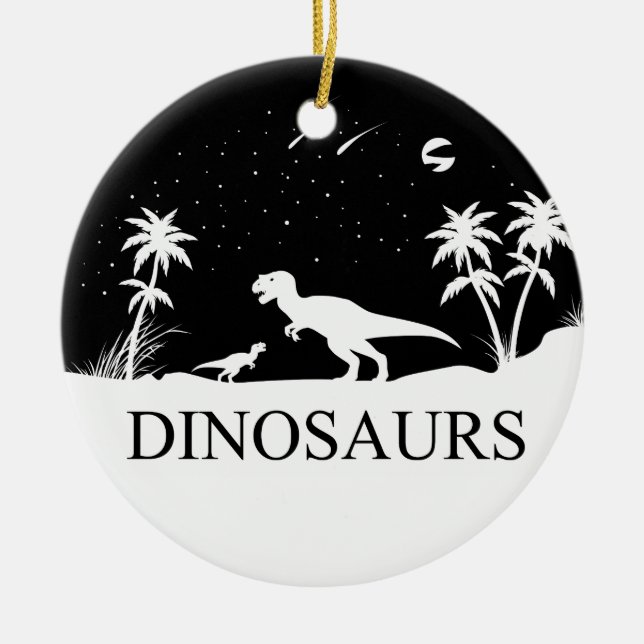 Dinosaur Under The Stars Ceramic Tree Decoration (Front)