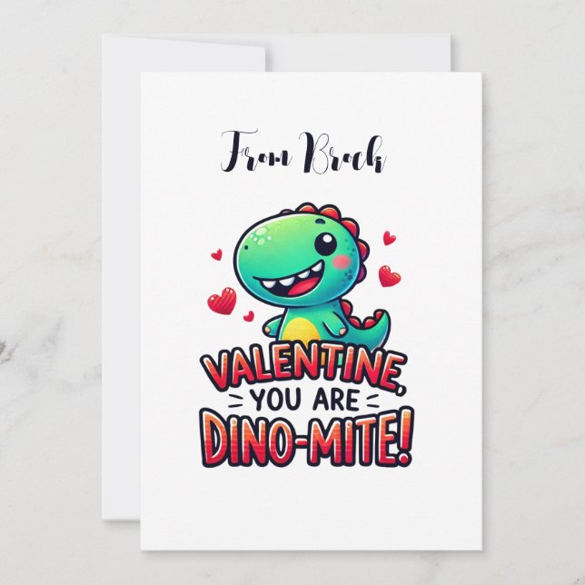 Dinosaur Valentine Card for Kids (Front)