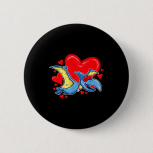 Dinosaur Valentine Heart Pterodactyl Valentines Da 6 Cm Round Badge