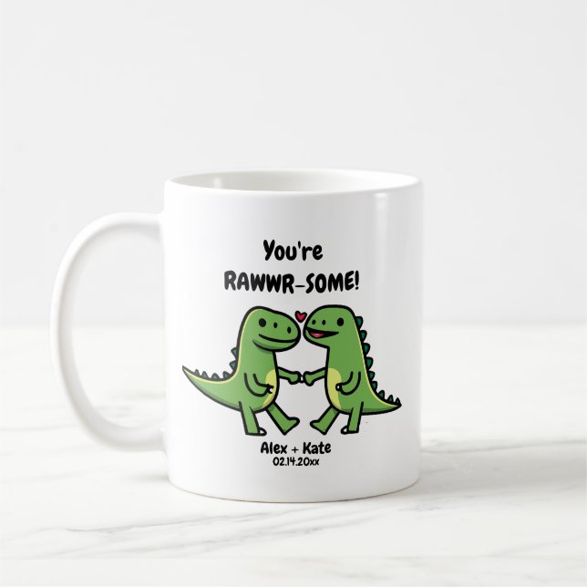 Dinosaur valentines   coffee mug (Left)