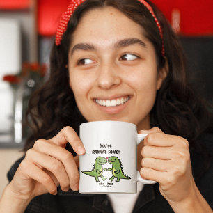 Dinosaur valentines coffee mug