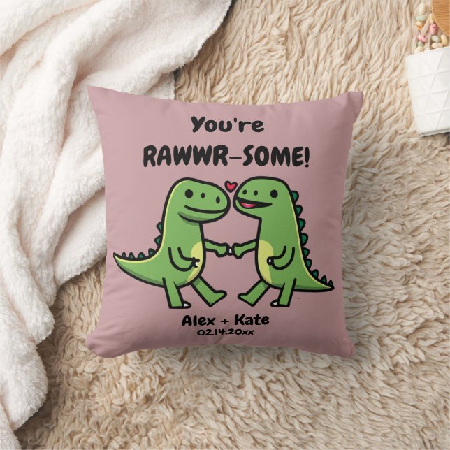 Dinosaur Valentines  Cushion (Blanket)