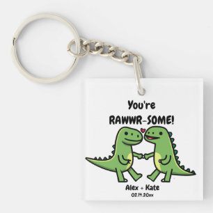 Dinosaur Valentines  Key Ring