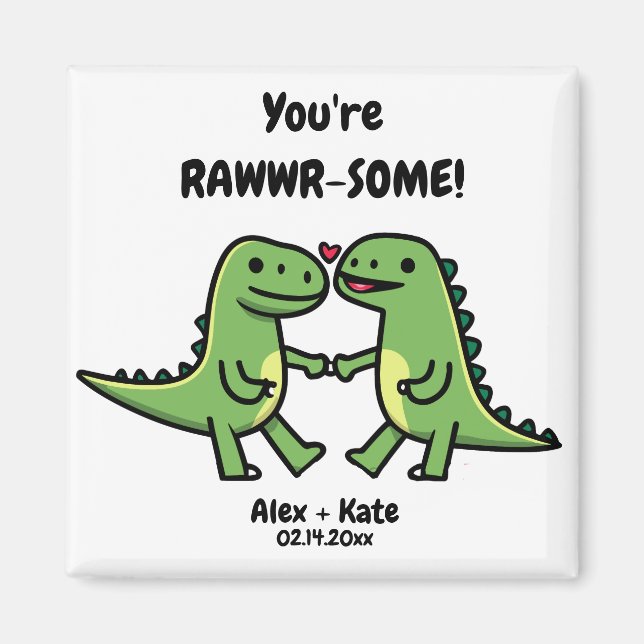 Dinosaur Valentines  Magnet (Front)