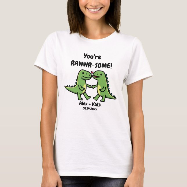 Dinosaur Valentines  T-Shirt (Front)