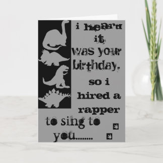 Dinosaur Velociraptor birthday rapper card