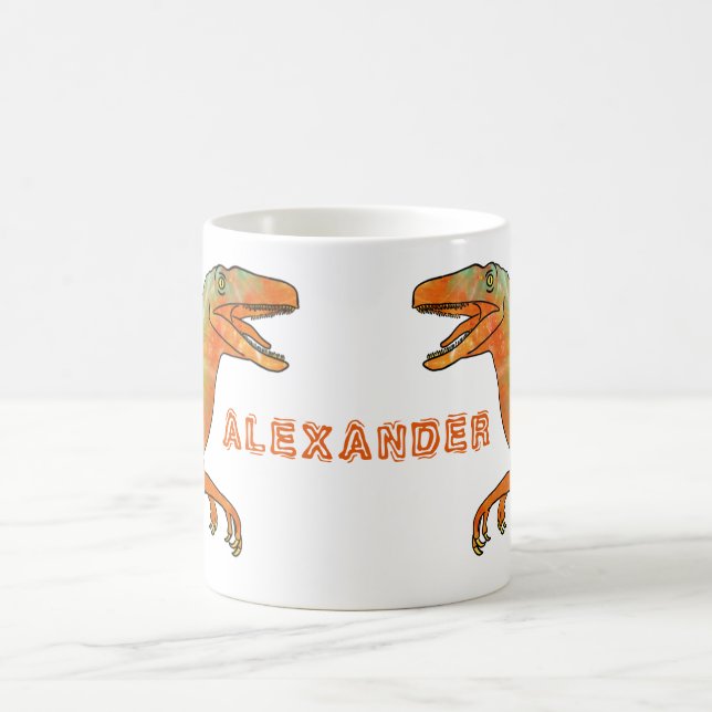 Dinosaur velociraptor Personalised  Coffee Mug (Center)