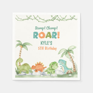 Dinosaur Watercolor Birthday  Napkin