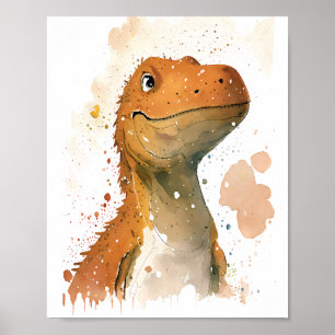 Dinosaur watercolor illustration poster