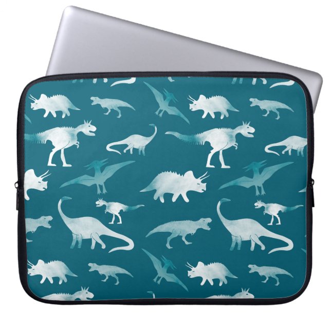 Dinosaur Watercolor: Textile Pattern Laptop Sleeve (Front)
